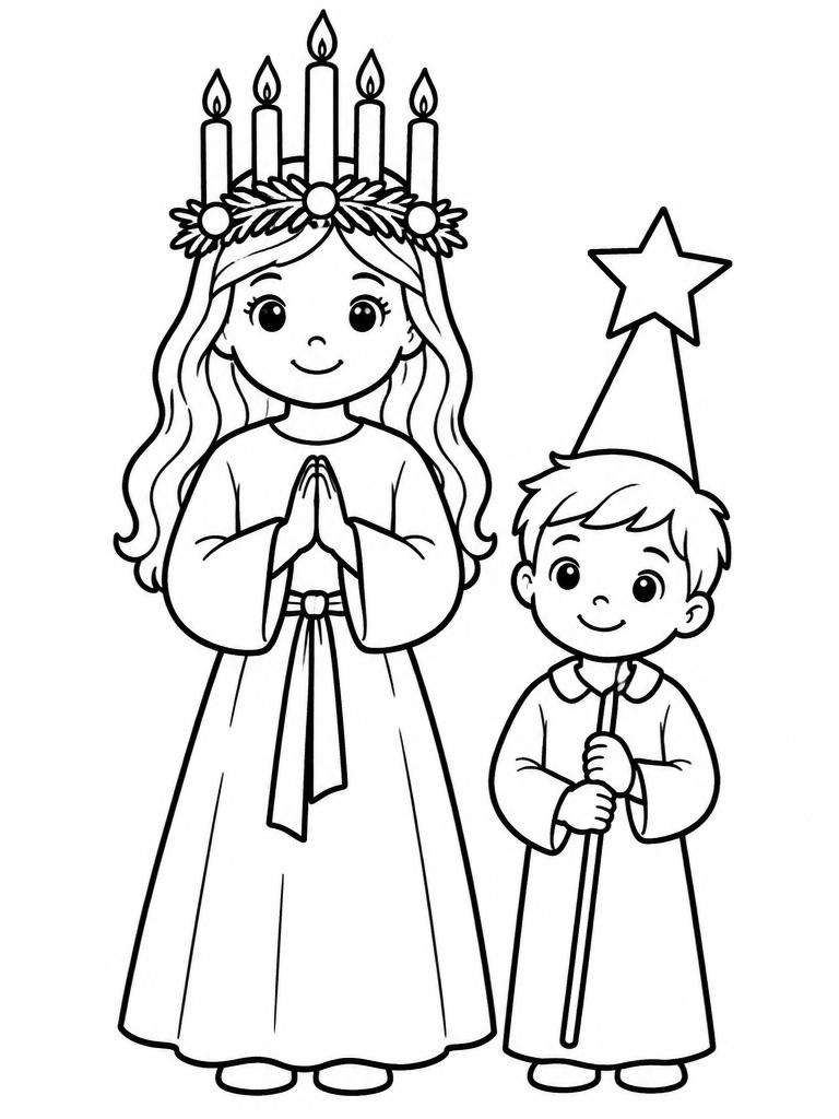 Målarbild: Lucia och stjärngosse