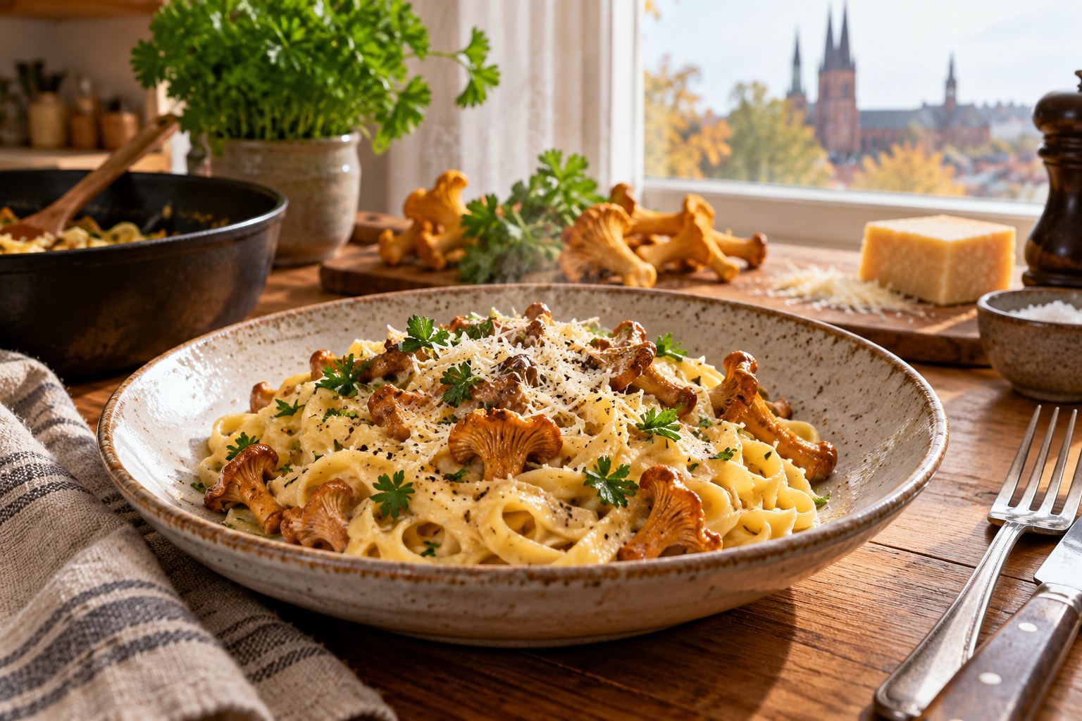 Krämig kantarellpasta på 20 minuter – enkelt recept
