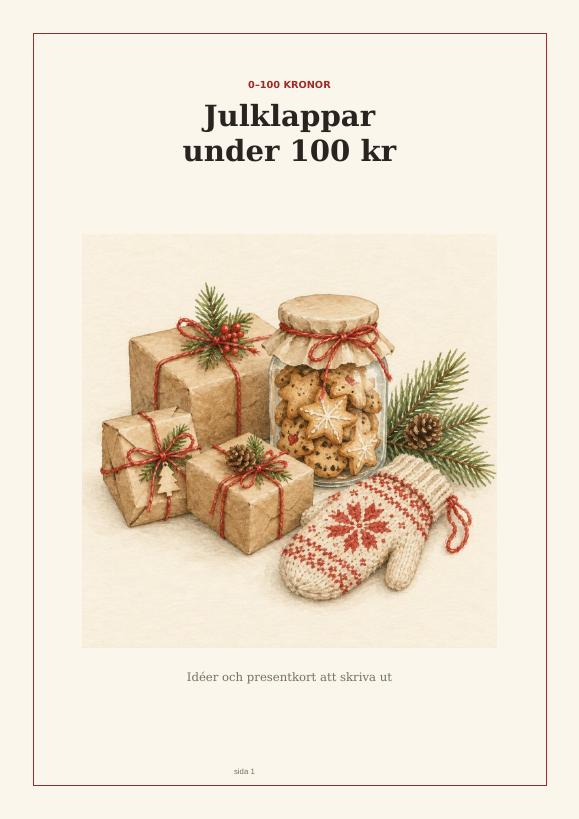 Omslag till Julklappar under 100 kr – presentkort