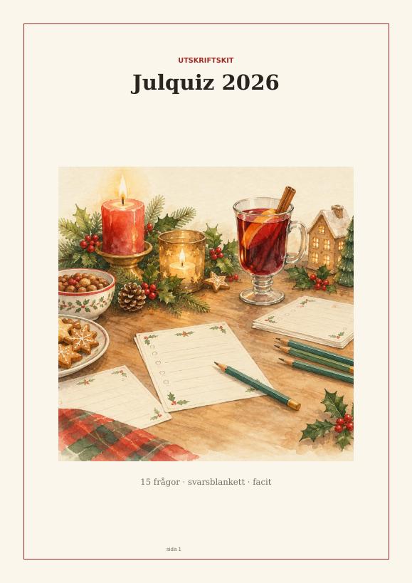 Omslag till Julquiz 2026 – utskriftskit