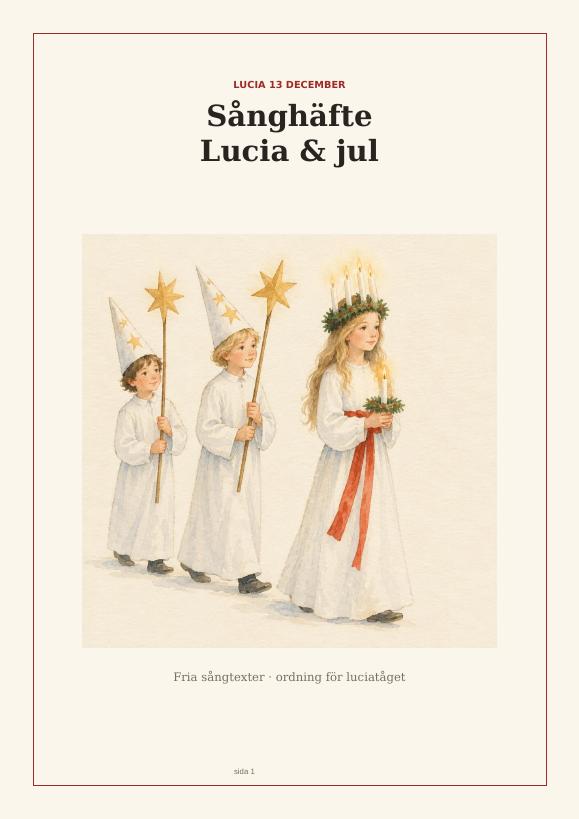 Omslag till Sånghäfte till Lucia och jul