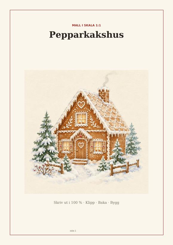 Omslag till Pepparkakshus – mall i skala 1:1