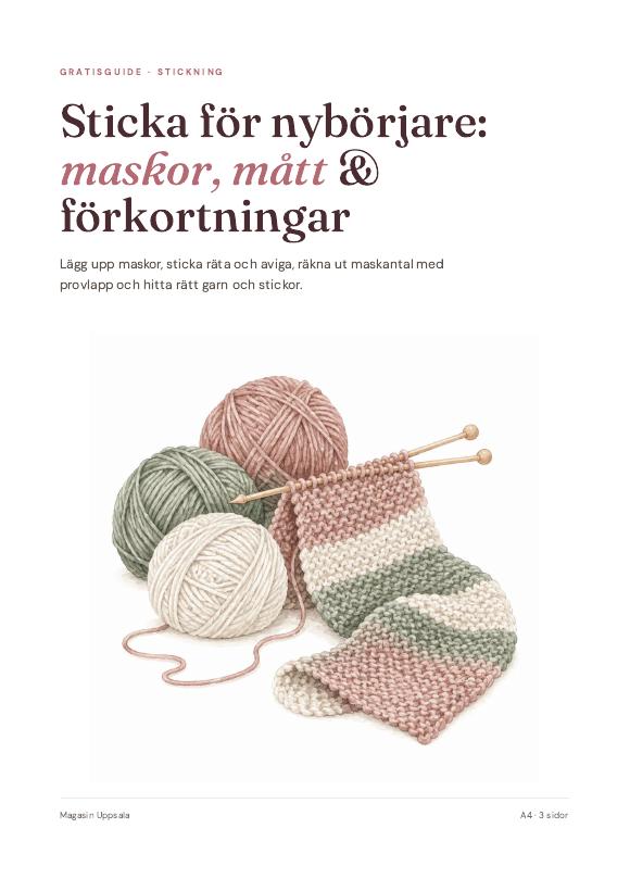 Omslag till Sticka för nybörjare: maskor, mått och förkortningar